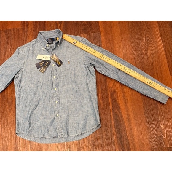 Polo Ralph Lauren Classic Fit Untucked Indigo Chambray Shirt Men's Medium $125 - Picture 11 of 16